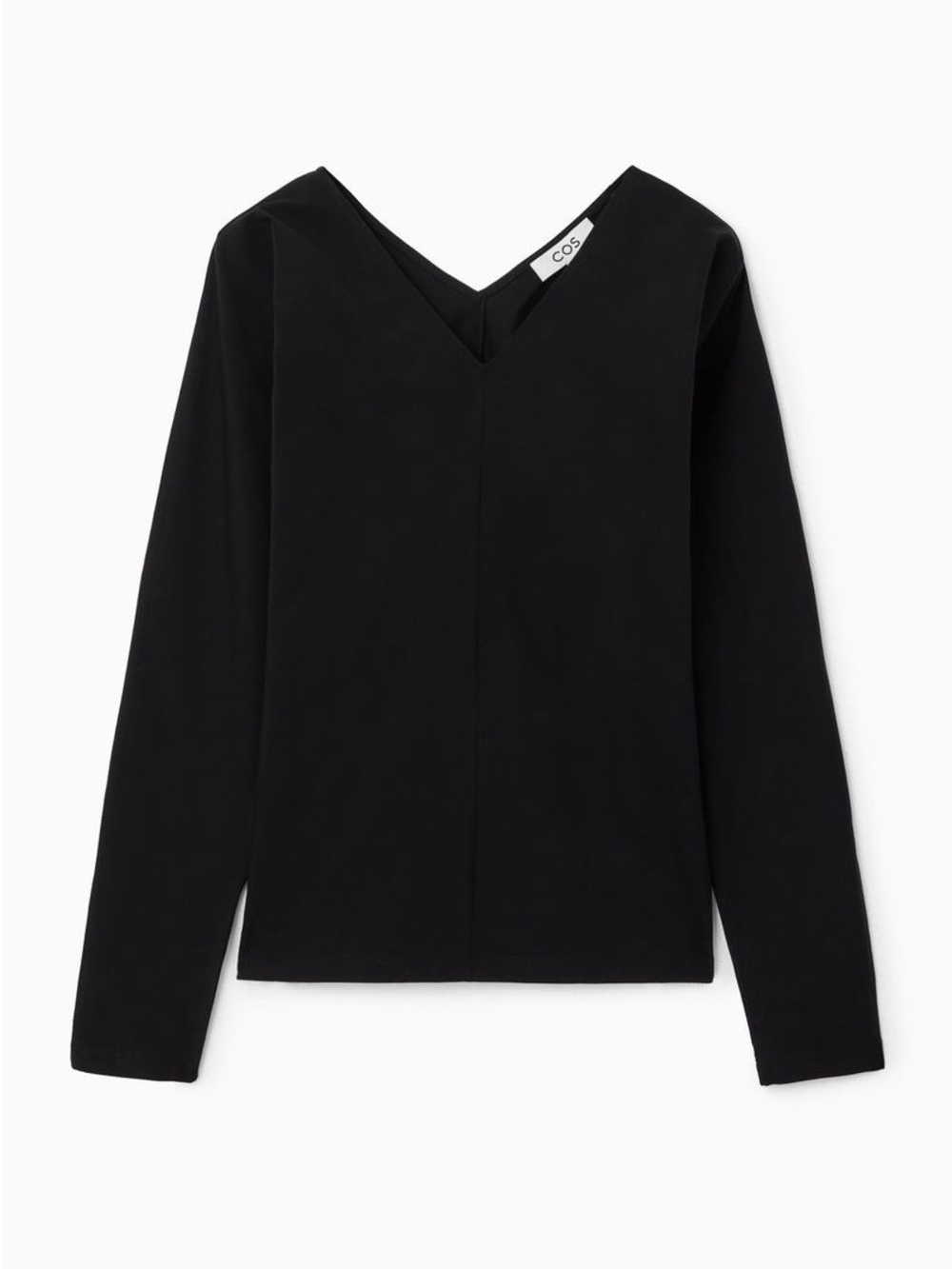 COS Black Long-Sleeve V-Neck Top - US XS - New without Tags